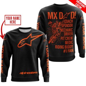 Custom name BraapGirls MX DAD – PERSONALISED GIFTS FOR CHILDREN & ADULTS – ALPINESTARS – ORANGE Alpinestars for motocross girls and dirt bike riders - Alpine...