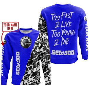 Custom name BraapGirls TOO FAST TO LIVE TOO YOUNG TO DIE – LIMITED EDITION – CUSTOM NAME – SEA DOO – BLUE Brands for motocross girls and dirt bike riders - B...