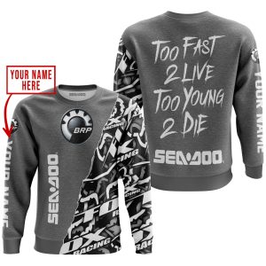 Custom name BraapGirls TOO FAST TO LIVE TOO YOUNG TO DIE – LIMITED EDITION – CUSTOM NAME – SEA DOO – GREY Brands for motocross girls and dirt bike riders - B...