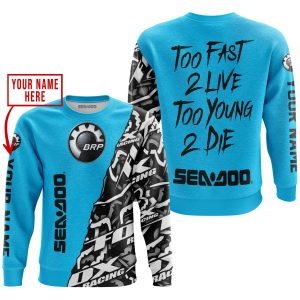 Custom name BraapGirls TOO FAST TO LIVE TOO YOUNG TO DIE – LIMITED EDITION – CUSTOM NAME – SEA DOO – SKY BLUE Brands for motocross girls and dirt bike riders...