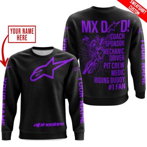 Custom name BraapGirls MX DAD – PERSONALISED GIFTS FOR CHILDREN & ADULTS – ALPINESTARS – PURPLE Alpinestars for motocross girls and dirt bike riders - Alpine...
