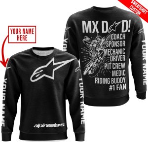 Custom name BraapGirls MX DAD – PERSONALISED GIFTS FOR CHILDREN & ADULTS – ALPINESTARS – WHITE Alpinestars for motocross girls and dirt bike riders - Alpines...