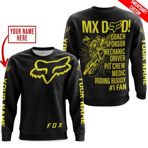 Custom name BraapGirls MX DAD – PERSONALISED GIFTS FOR CHILDREN & ADULTS – FOX RACING – YELLOW Brands for motocross girls and dirt bike riders - Brands view 2