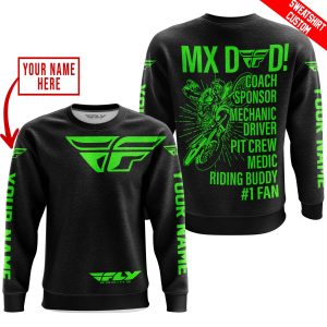 Custom name BraapGirls MX DAD – PERSONALISED GIFTS FOR CHILDREN & ADULTS – FLY RACING – GREEN Brands for motocross girls and dirt bike riders - Brands view 2