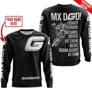 Custom name BraapGirls MX DAD – PERSONALISED GIFTS FOR CHILDREN & ADULTS – GAS GAS -BLACK WHITE Brands for motocross girls and dirt bike riders - Brands view 2