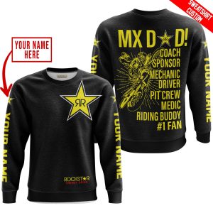 Custom name BraapGirls MX DAD – PERSONALISED GIFTS FOR CHILDREN & ADULTS – ROCKSTAR – BLACK YELLOW Brands for motocross girls and dirt bike riders - Brands v...