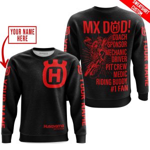 Custom name BraapGirls MX DAD – PERSONALISED GIFTS FOR CHILDREN & ADULTS – HUSQVARNA – BLACK RED Brands for motocross girls and dirt bike riders - Brands view 2