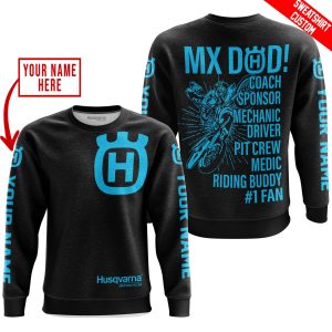 Custom name BraapGirls MX DAD – PERSONALISED GIFTS FOR CHILDREN & ADULTS – HUSQVARNA – BLACK SKY BLUE Brands for motocross girls and dirt bike riders - Brand...