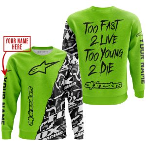 Custom name BraapGirls TOO FAST TO LIVE TOO YOUNG TO DIE – LIMITED EDITION – CUSTOM NAME – ALPINESTARS – GREEN 1 Alpinestars for motocross girls and dirt bik...