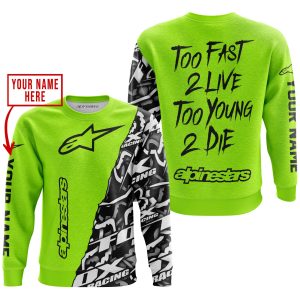 Custom name BraapGirls TOO FAST TO LIVE TOO YOUNG TO DIE – LIMITED EDITION – CUSTOM NAME – ALPINESTARS – NEON Alpinestars for motocross girls and dirt bike r...