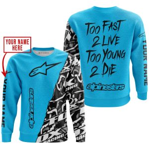 Custom name BraapGirls TOO FAST TO LIVE TOO YOUNG TO DIE – LIMITED EDITION – CUSTOM NAME – ALPINESTARS – SKY BLUE Alpinestars for motocross girls and dirt bi...