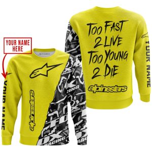 Custom name BraapGirls TOO FAST TO LIVE TOO YOUNG TO DIE – LIMITED EDITION – CUSTOM NAME – ALPINESTARS – YELLOW Alpinestars for motocross girls and dirt bike...