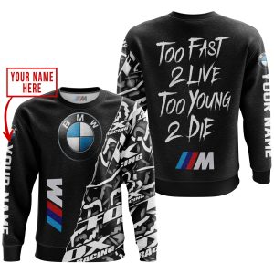 Custom name BraapGirls TOO FAST TO LIVE TOO YOUNG TO DIE – LIMITED EDITION – CUSTOM NAME – BMW – BLACK BMW for motocross girls and dirt bike riders - BMW view 2