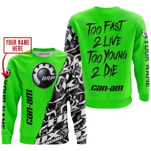 Custom name BraapGirls TOO FAST TO LIVE TOO YOUNG TO DIE – LIMITED EDITION – CUSTOM NAME – CAN AM – GREEN Brands for motocross girls and dirt bike riders - B...