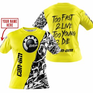 Custom name BraapGirls TOO FAST TO LIVE TOO YOUNG TO DIE – LIMITED EDITION – CUSTOM NAME – CAN AM – YELLOW Brands for motocross girls and dirt bike riders - ...