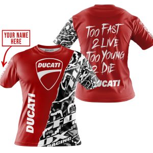 Custom name BraapGirls TOO FAST TO LIVE TOO YOUNG TO DIE – LIMITED EDITION – CUSTOM NAME – DUCATI – RED Brands for motocross girls and dirt bike riders - Bra...