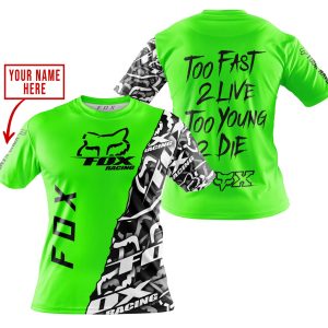 Custom name BraapGirls TOO FAST TO LIVE TOO YOUNG TO DIE – LIMITED EDITION – CUSTOM NAME – FOX RACING – GREEN Brands for motocross girls and dirt bike riders...
