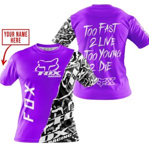 Custom name BraapGirls TOO FAST TO LIVE TOO YOUNG TO DIE – LIMITED EDITION – CUSTOM NAME – FOX RACING – PURPLE Brands for motocross girls and dirt bike rider...