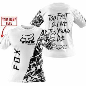 Custom name BraapGirls TOO FAST TO LIVE TOO YOUNG TO DIE – LIMITED EDITION – CUSTOM NAME – FOX RACING – WHITE Brands for motocross girls and dirt bike riders...