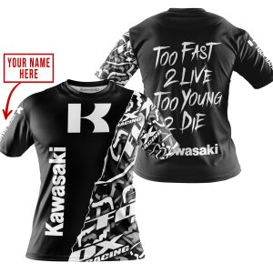 Custom name BraapGirls TOO FAST TO LIVE TOO YOUNG TO DIE – LIMITED EDITION – CUSTOM NAME – KAWASAKI – BLACK Brands for motocross girls and dirt bike riders -...