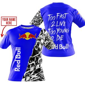 Custom name BraapGirls TOO FAST TO LIVE TOO YOUNG TO DIE – LIMITED EDITION – CUSTOM NAME – RED BULL – BLUE Brands for motocross girls and dirt bike riders - ...