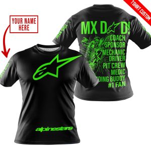 Custom name BraapGirls MX DAD – PERSONALISED GIFTS FOR CHILDREN & ADULTS – ALPINESTARS – GREEN Alpinestars for motocross girls and dirt bike riders - Alpines...
