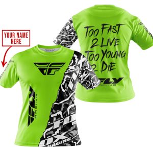 Custom name BraapGirls TOO FAST TO LIVE TOO YOUNG TO DIE – LIMITED EDITION – CUSTOM NAME – FLY RACING – GREEN 1 Brands for motocross girls and dirt bike ride...