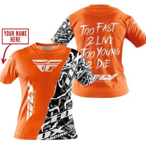 Custom name BraapGirls TOO FAST TO LIVE TOO YOUNG TO DIE – LIMITED EDITION – CUSTOM NAME – FLY RACING – ORANGE Brands for motocross girls and dirt bike rider...