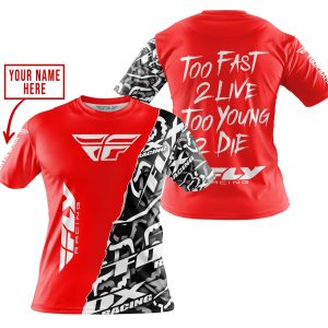 Custom name BraapGirls TOO FAST TO LIVE TOO YOUNG TO DIE – LIMITED EDITION – CUSTOM NAME – FLY RACING – RED Brands for motocross girls and dirt bike riders -...