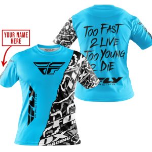 Custom name BraapGirls TOO FAST TO LIVE TOO YOUNG TO DIE – LIMITED EDITION – CUSTOM NAME – FLY RACING – SKY BLUE Brands for motocross girls and dirt bike rid...