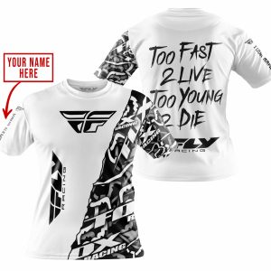 Custom name BraapGirls TOO FAST TO LIVE TOO YOUNG TO DIE – LIMITED EDITION – CUSTOM NAME – FLY RACING – WHITE Brands for motocross girls and dirt bike riders...