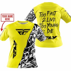Custom name BraapGirls TOO FAST TO LIVE TOO YOUNG TO DIE – LIMITED EDITION – CUSTOM NAME – FLY RACING – YELLOW Brands for motocross girls and dirt bike rider...
