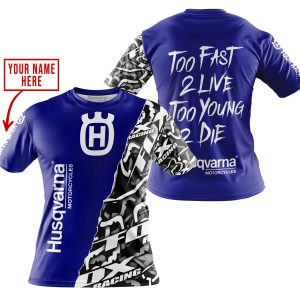 Custom name BraapGirls TOO FAST TO LIVE TOO YOUNG TO DIE – LIMITED EDITION – CUSTOM NAME – HUSQVARNA – NAVY Brands for motocross girls and dirt bike riders -...