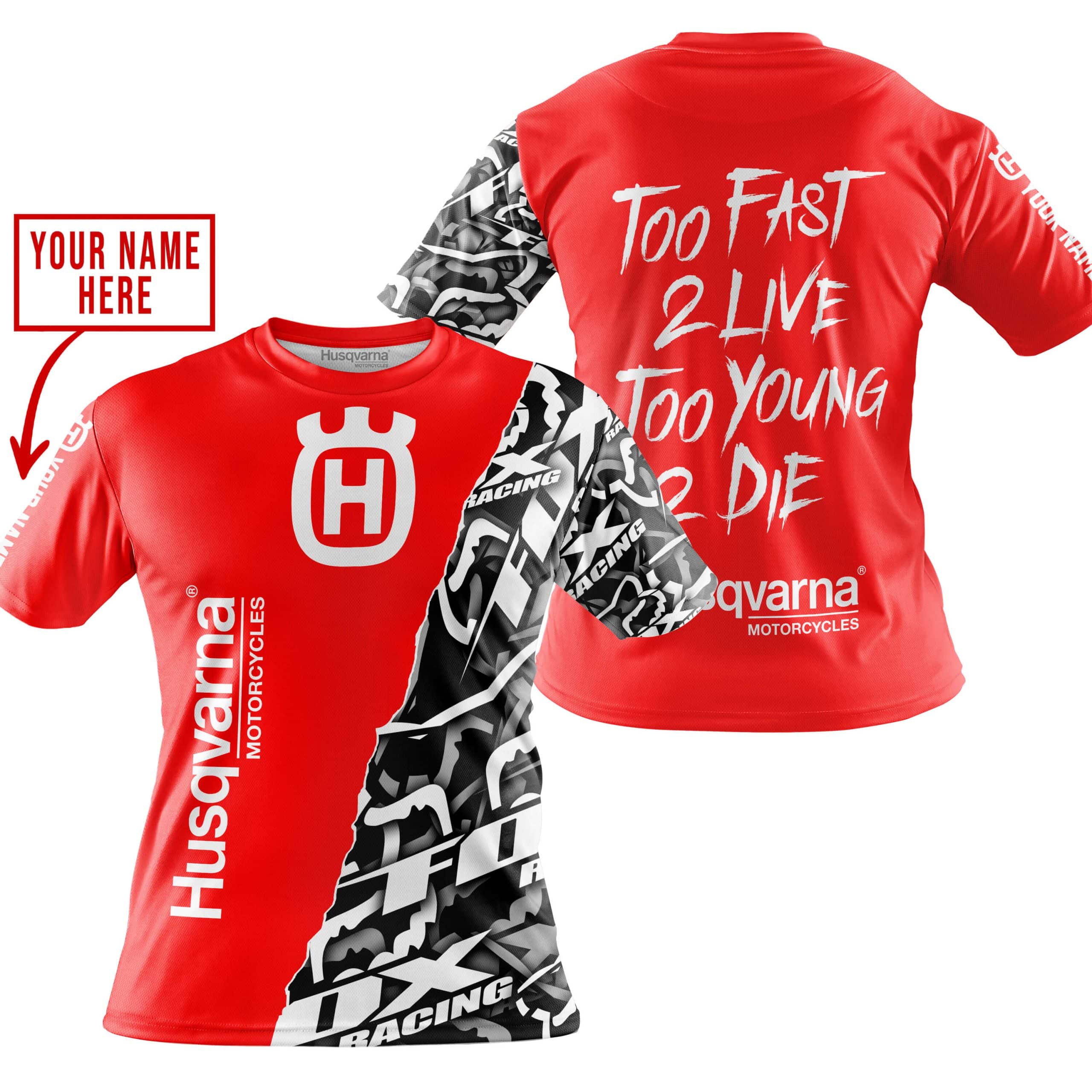 TOO FAST TO LIVE TOO YOUNG TO DIE - LIMITED EDITION - CUSTOM NAME - HUSQVARNA - RED view 5