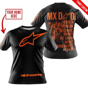 Custom name BraapGirls MX DAD – PERSONALISED GIFTS FOR CHILDREN & ADULTS – ALPINESTARS – ORANGE Alpinestars for motocross girls and dirt bike riders - Alpine...