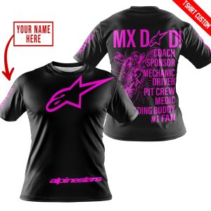 Custom name BraapGirls MX DAD – PERSONALISED GIFTS FOR CHILDREN & ADULTS – ALPINESTARS – PINK Alpinestars for motocross girls and dirt bike riders - Alpinest...