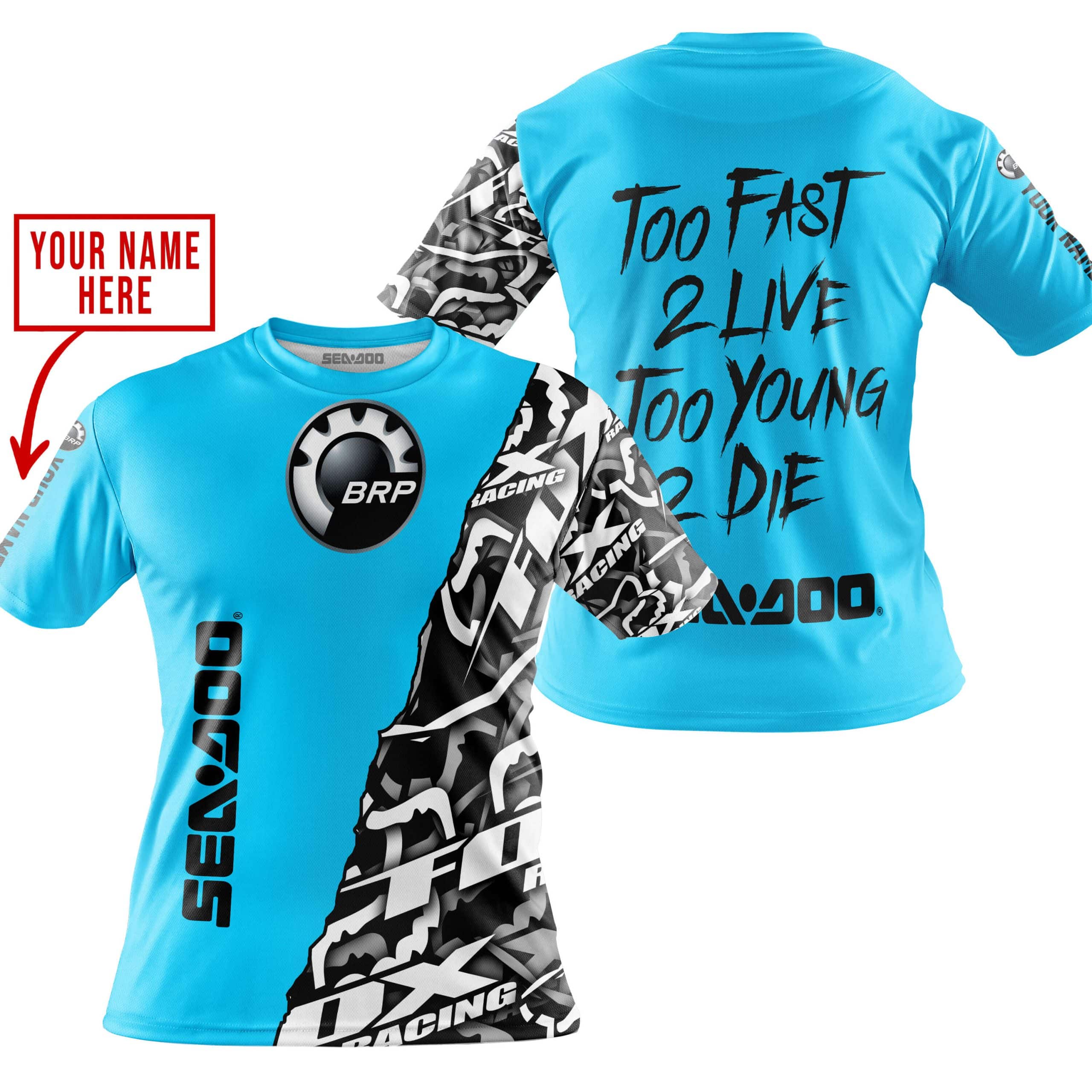 TOO FAST TO LIVE TOO YOUNG TO DIE - LIMITED EDITION - CUSTOM NAME - SEA DOO - SKY BLUE view 5