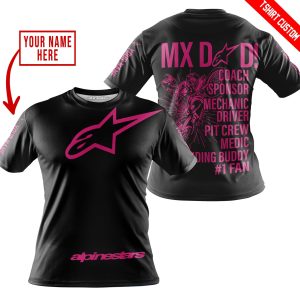 Custom name BraapGirls MX DAD – PERSONALISED GIFTS FOR CHILDREN & ADULTS – ALPINESTARS – PINK 1 Alpinestars for motocross girls and dirt bike riders - Alpine...