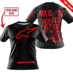 Custom name BraapGirls MX DAD – PERSONALISED GIFTS FOR CHILDREN & ADULTS – ALPINESTARS – RED Alpinestars for motocross girls and dirt bike riders - Alpinesta...