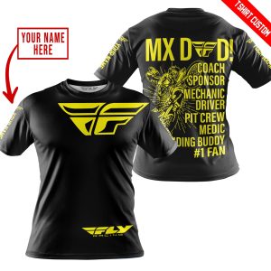 Custom name BraapGirls MX DAD – PERSONALISED GIFTS FOR CHILDREN & ADULTS – FLY RACING – YELLOW Brands for motocross girls and dirt bike riders - Brands view 3
