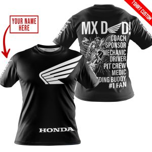 Custom name BraapGirls MX DAD – PERSONALISED GIFTS FOR CHILDREN & ADULTS – HONDA – BLACK WHITE Brands for motocross girls and dirt bike riders - Brands view 3