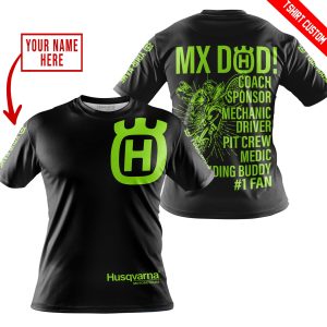 Custom name BraapGirls MX DAD – PERSONALISED GIFTS FOR CHILDREN & ADULTS – HUSQVARNA – BLACK GREEN 1 Brands for motocross girls and dirt bike riders - Brands...