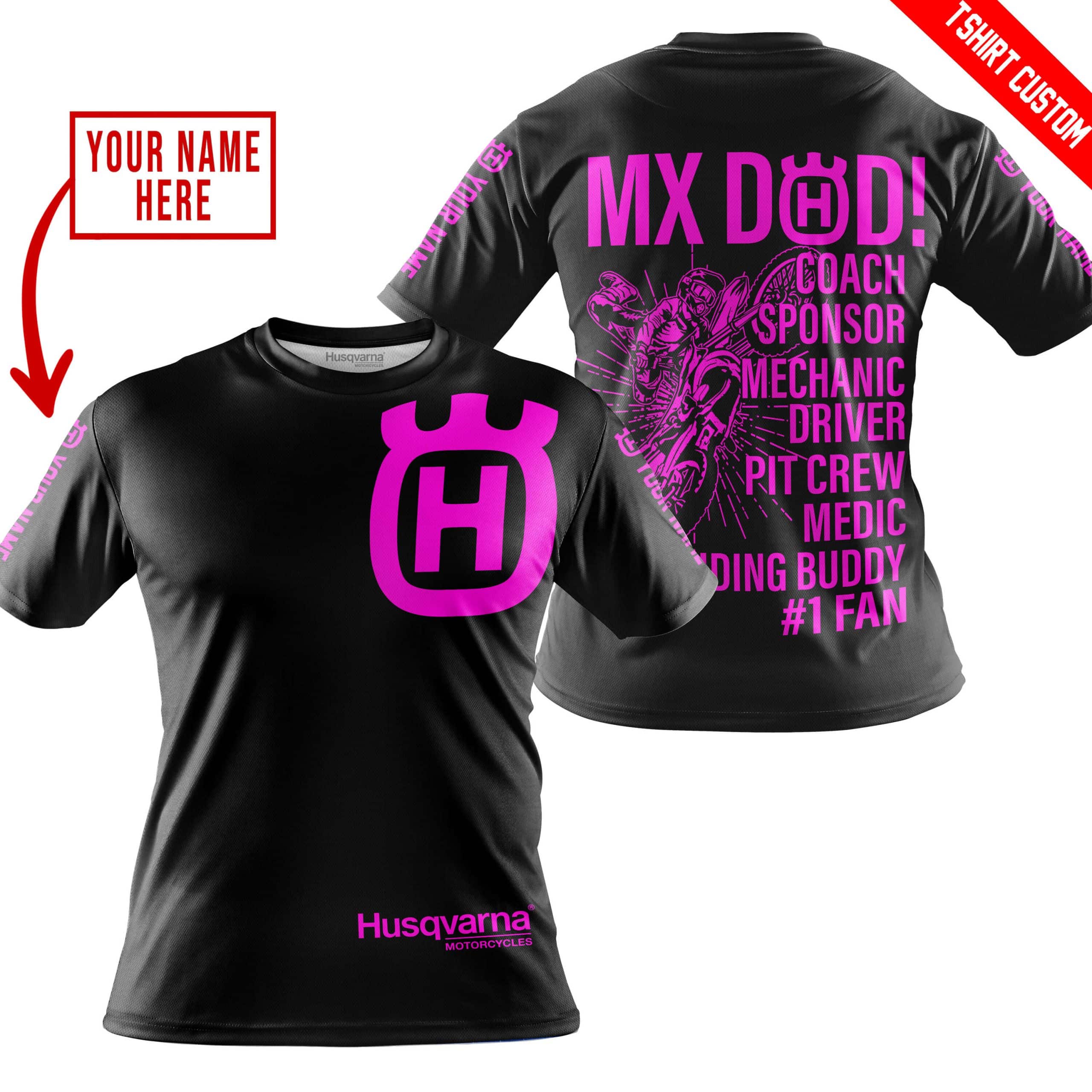 MX DAD - PERSONALISED GIFTS FOR CHILDREN & ADULTS - HUSQVARNA - BLACK PINK view 5