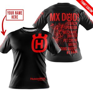 Custom name BraapGirls MX DAD – PERSONALISED GIFTS FOR CHILDREN & ADULTS – HUSQVARNA – BLACK RED Brands for motocross girls and dirt bike riders - Brands view 3