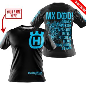 Custom name BraapGirls MX DAD – PERSONALISED GIFTS FOR CHILDREN & ADULTS – HUSQVARNA – BLACK SKY BLUE Brands for motocross girls and dirt bike riders - Brand...