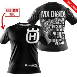 Custom name BraapGirls MX DAD – PERSONALISED GIFTS FOR CHILDREN & ADULTS – HUSQVARNA – BLACK WHITE Brands for motocross girls and dirt bike riders - Brands v...