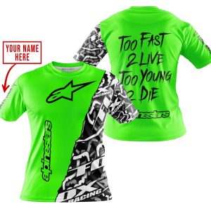Custom name BraapGirls TOO FAST TO LIVE TOO YOUNG TO DIE – LIMITED EDITION – CUSTOM NAME – ALPINESTARS – GREEN Alpinestars for motocross girls and dirt bike ...