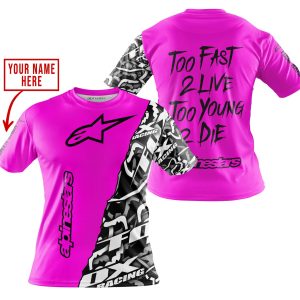Custom name BraapGirls TOO FAST TO LIVE TOO YOUNG TO DIE – LIMITED EDITION – CUSTOM NAME – ALPINESTARS – PINK Alpinestars for motocross girls and dirt bike r...