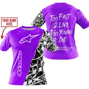 Custom name BraapGirls TOO FAST TO LIVE TOO YOUNG TO DIE – LIMITED EDITION – CUSTOM NAME – ALPINESTARS – PURPLE Alpinestars for motocross girls and dirt bike...