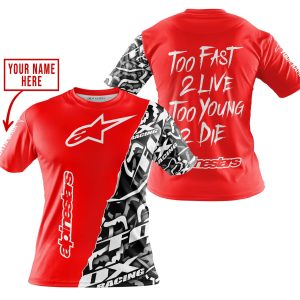 Custom name BraapGirls TOO FAST TO LIVE TOO YOUNG TO DIE – LIMITED EDITION – CUSTOM NAME – ALPINESTARS – RED Alpinestars for motocross girls and dirt bike ri...